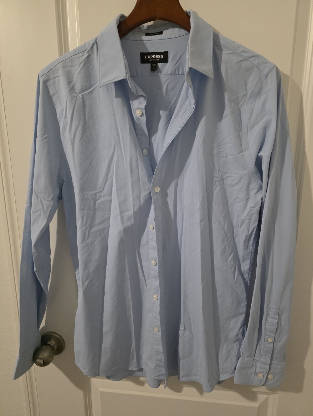 Express Light Blue Men's Dress Shirt - Button-Down Collar